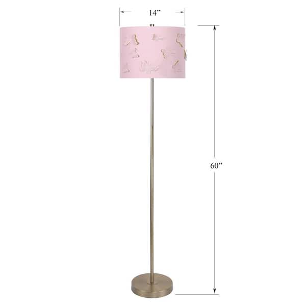 Gold Plated Floor Lamp With Slim Line, Pink Floor Lamp