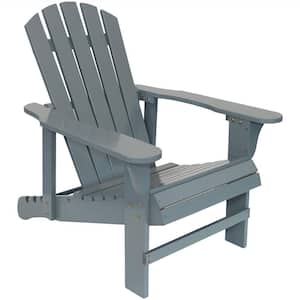 250 lbs. Capacity Gray Wooden Outdoor Adirondack Chair with Adjustable Backrest