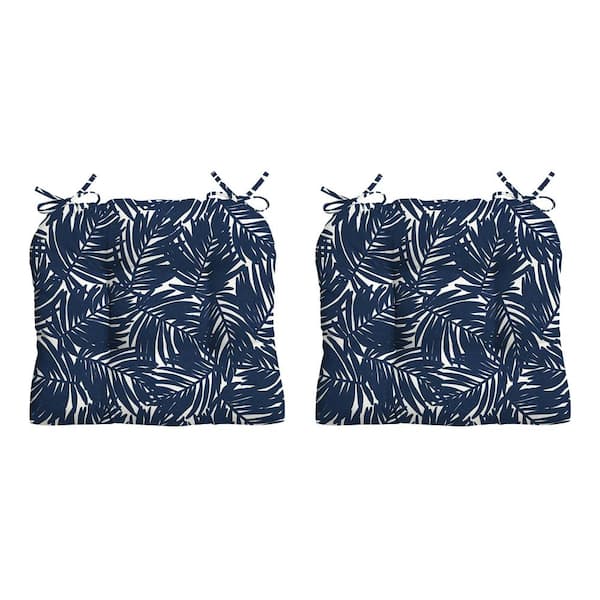 ARDEN Earth Fiber Outdoor Wicker Chair Seat Cushion, Fade Resistant Navy Blue King Palm (2-Pack)