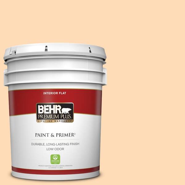 BEHR PREMIUM PLUS 5 gal. #P220-2 Peche Flat Low Odor Interior Paint & Primer