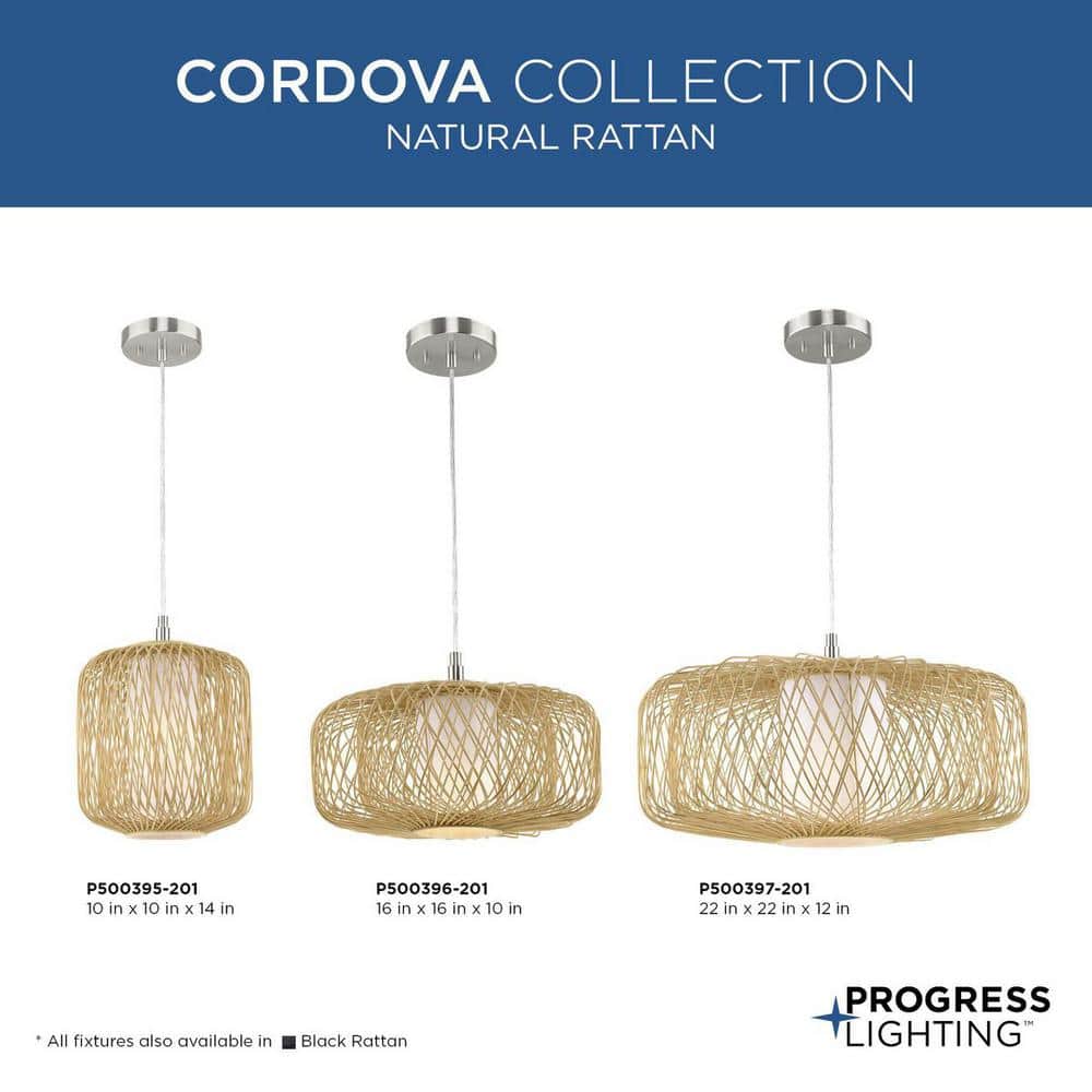 Natural Rattan and Glass Mini Pendant Light