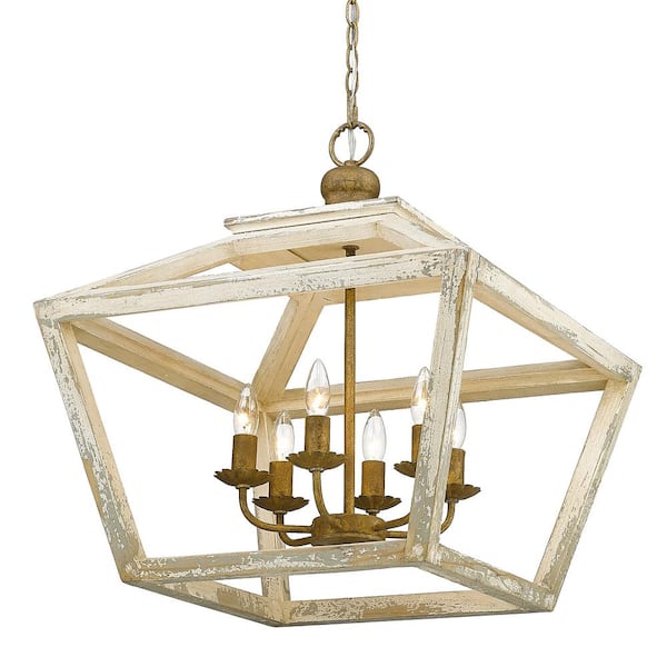 Golden Lighting Haiden 6-Light Burnished Chestnut Lantern Pendant