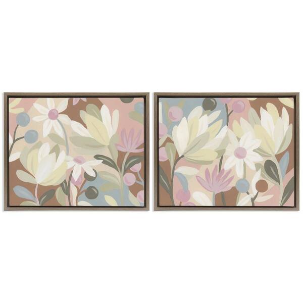 Charming Muted Foliage by June Erica Vess 2-Pieces Brown Floater Frame Nature Graphic Art Print 25 in. x 31 in.