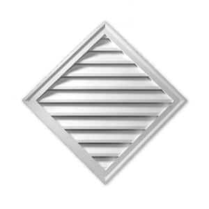 24 in. x 24 in. Diamond White Polyurethane Weather Resistant Gable Louver Vent