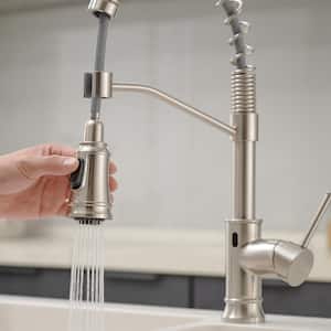 Touchless Sensor Single Handle Pull-Down Sprayer Kitchen Faucet in Brushed Nickel