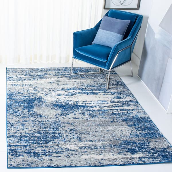 Evoke Dark Blue/Gray 9 ft. x 12 ft. Solid Area Rug