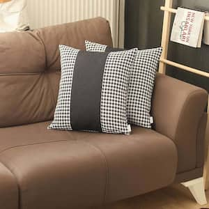 MIKE & Co. NEW YORK Bohemian Handmade Jacquard Black and Brown Square  Houndstooth 18 in. x 18 in. Throw Pillow 50-947-04-5 - The Home Depot