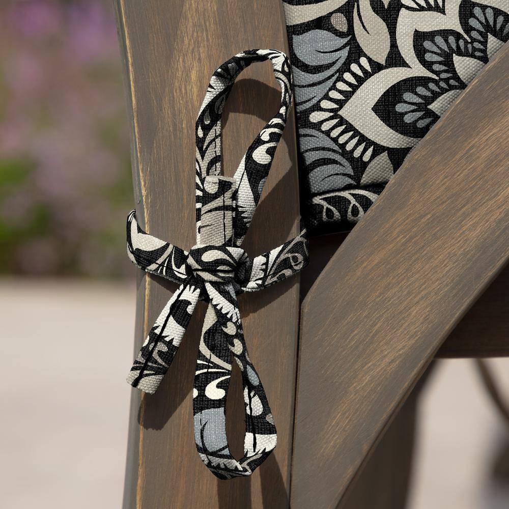 Aurora Damask Black 21" Outdoor Dining Chair Cushion Set
