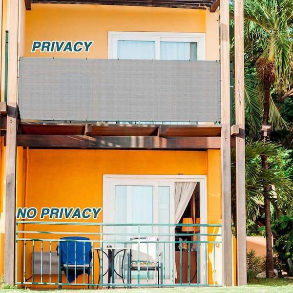 3 ft. x 25 ft. Plastic Balcony Privacy Fence Screen, UV Protection for Decorative, Privacy, Garden, Pool, Gray