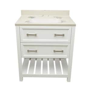 Tremblant 31 in. W x 22 in. D x 36 in. H Bath Vanity in White with Carrara Cultured Marble Top
