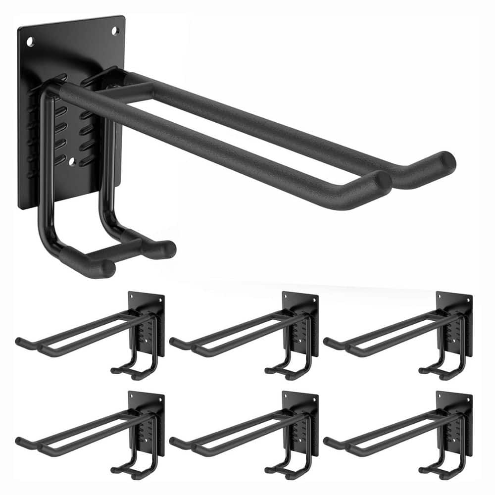6 Pack Black Steel 2-Tier Heavy Duty Garage Wall Rack with Hooks for Tools Ladders Garden Equipment Bikes price history on PriceWatchPro