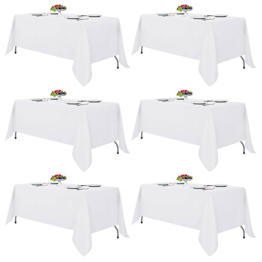70 in. W x 120 in. L Classic White Solid Pattern High-Density Polyester Fabric Rectangular Table Cover (Set of 6) price history on PriceWatchPro