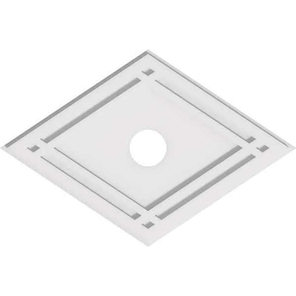 Ekena Millwork 24 in. W x 16 in. H x 3 in. ID x 1 in. P Diamond Architectural Grade PVC Contemporary Ceiling Medallion