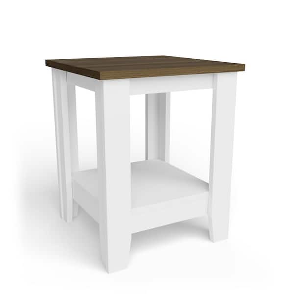 Brookside Elise 15.75 in. Gray and White Classic Wood with Laminate Top End Table