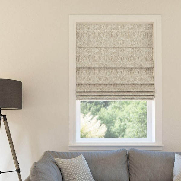 Sun Zero Talmage Cordless Champagne 100% Blackout Tonal Geometric Fabric Roman Shade 39 in. W x 64 in. L