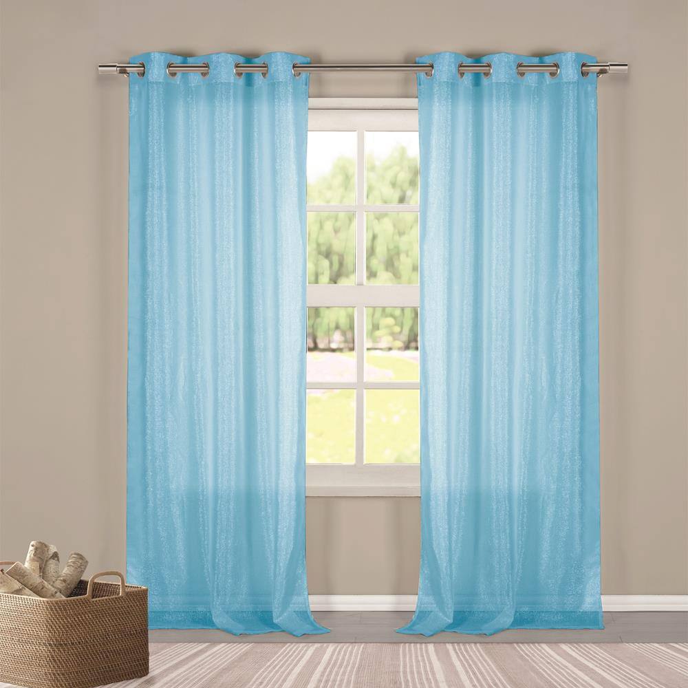 Metallico 40 in. W x 84 in. L Polyester Window Panel in Turquoise