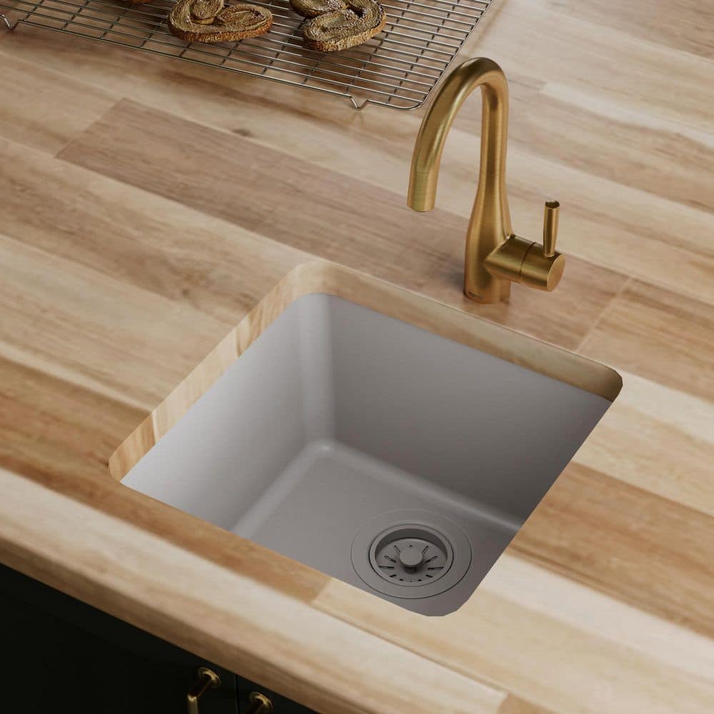 Karran Gray Quartz 17 in. Undermount Bar Sink QU-690-GR - The Home