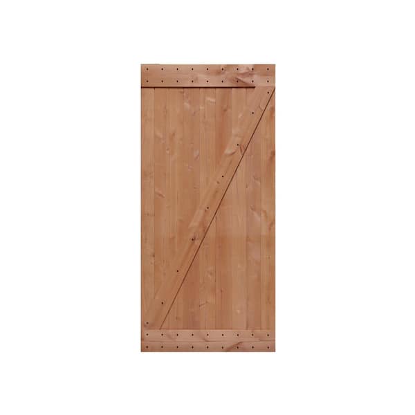 LUBANN 40 in. x 84 in. Ready-to-Assemble Z-Bar Knotty Alder Hardwood Interior Sliding Barn Door Slab with Hardware Kit