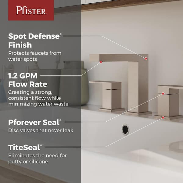 Dumont 8 in. Widespread Double Handle Bathroom Sink Faucet in Spot Defense Brushed Nickel