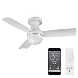 Orb 44 in. Indoor/Outdoor Matte White 3-Blade Smart Compatible Flush Mount Ceiling Fan with Remote Control