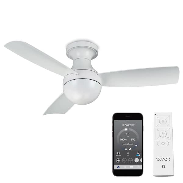 Orb 44 in. Indoor/Outdoor Matte White 3-Blade Smart Compatible Flush Mount Ceiling Fan with Remote Control