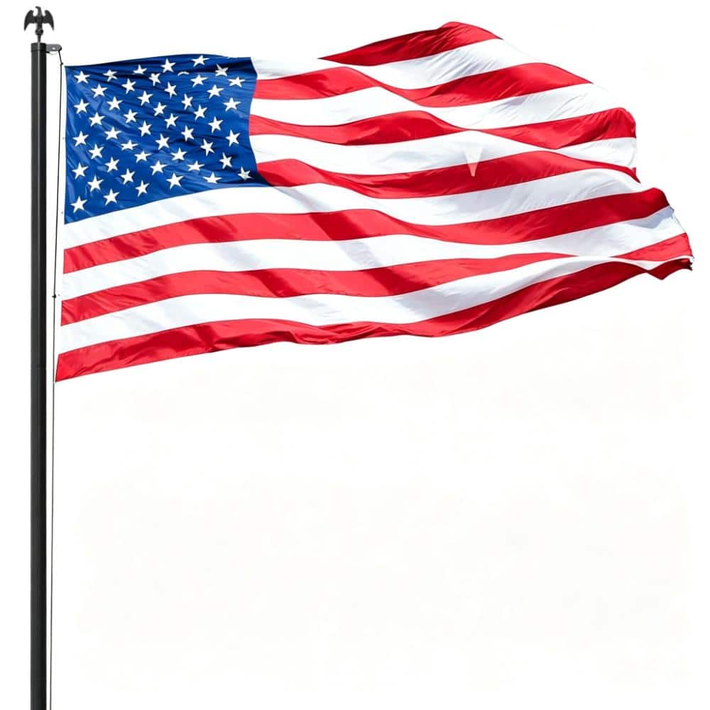 25FT Heavy Duty Aluminum Flagpole, 12-Gauge Thick, Inground Kit with 3x5 American Flag (Black) price history on PriceWatchPro