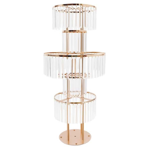 YIYIBYUS 43.3 in. H, Gold 5-Tier Iron Acrylic Decorative Stand Wedding Party Event Tabletop Centerpieces (Round Bottom)