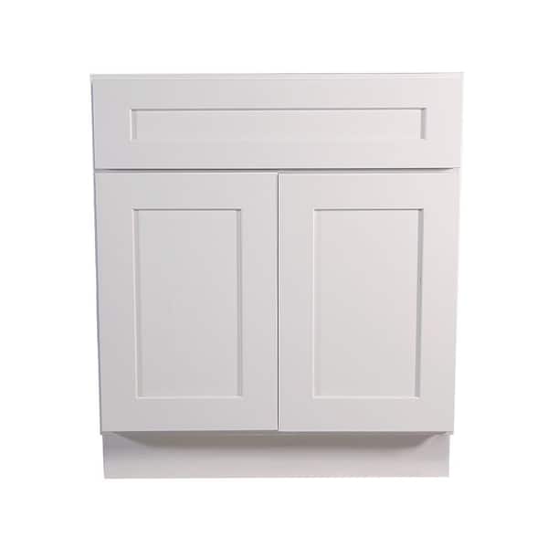 Design House Brookings Plywood Assembled Shaker 30x34.5x24 in. 2-Door 1-Drawer Base Kitchen Cabinet in White