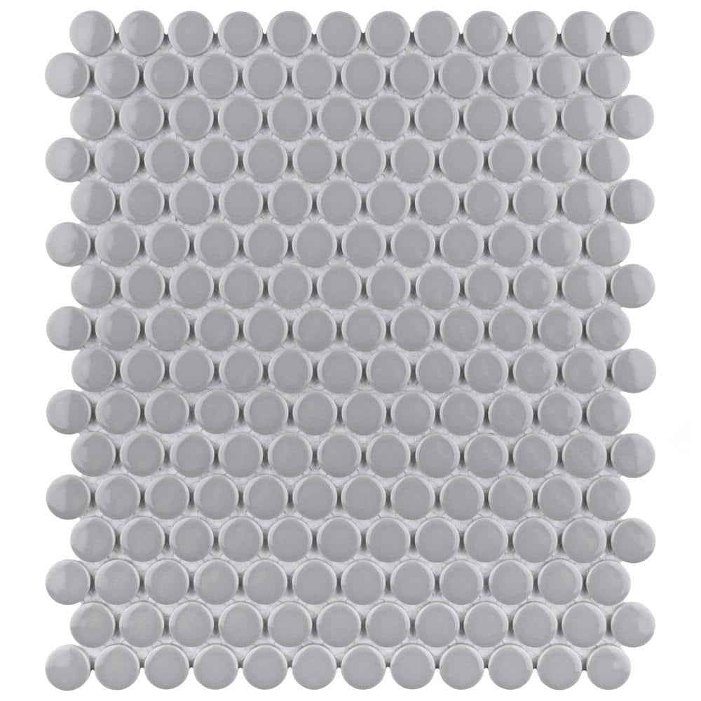 Metro Penny Glossy Light Grey 9-3/4 in. x 11-1/2 in. Porcelain Mosaic Tile (8.0 sq. ft./Case) price history on PriceWatchPro