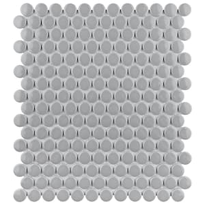 Metro Penny Glossy Light Grey 9-3/4 in. x 11-1/2 in. Porcelain Mosaic Tile (8.0 sq. ft./Case)