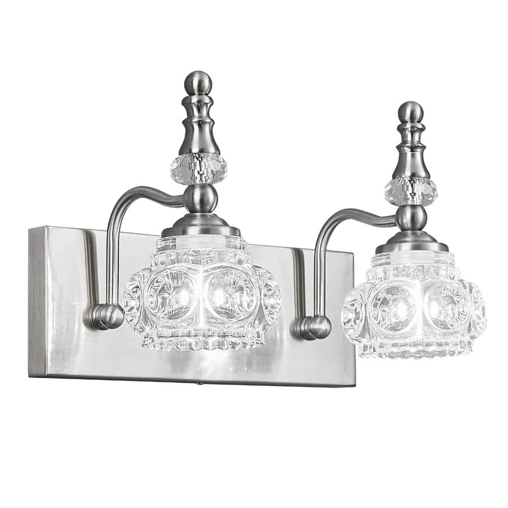 11.81 in. 2-Light SandNickel Vanity Light Clear Glass For Bathroom Mirror Bedroom Hallway Farmhouse price history on PriceWatchPro
