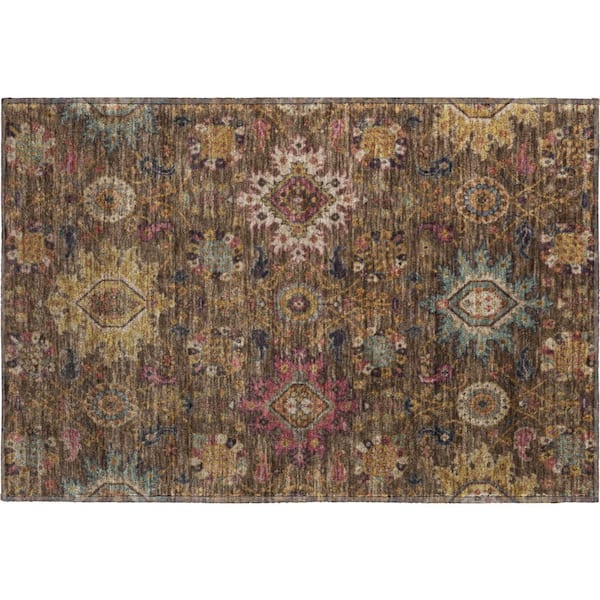 Mayfield Premium Machine Washable Abstract AMF2151 Chocolate 2 ft. x 3 ft. Accent Rug