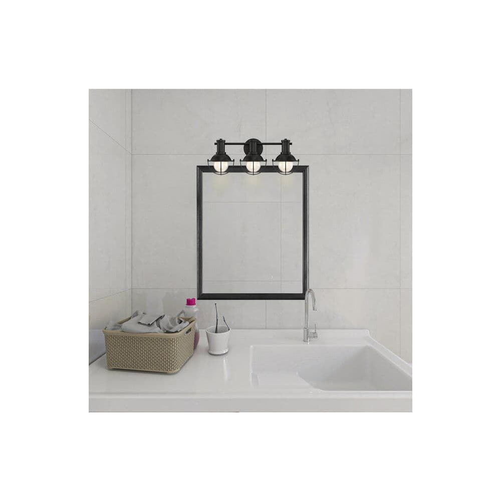 Inwood Tapered Clear Glass 24" Matte Black Vanity Light