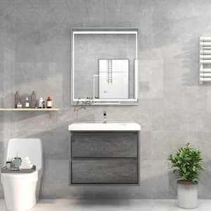 Sage 30 in. W Vanity in Smoke Oak with Reinforced Acrylic Vanity Top in White with White Basin