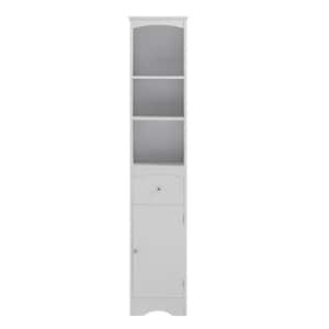 13 in. W x 9 in. D x 67 in. H White Wood Linen Cabinet With Adjustable Shelves