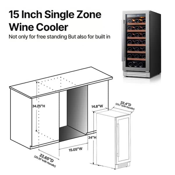 Ca'Lefort 15 in. Single Zone 33-Bottles Built-In Wine Cooler
