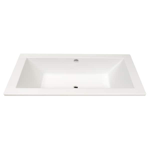 A&E Farida 60 in. Acrylic Rectangular Drop-in Bathtub with Reversible Drain in White