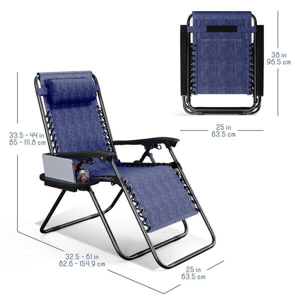 HEARTH & HARBOR Blue Zero Gravity Chairs, Metal Outdoor Lawn Chair