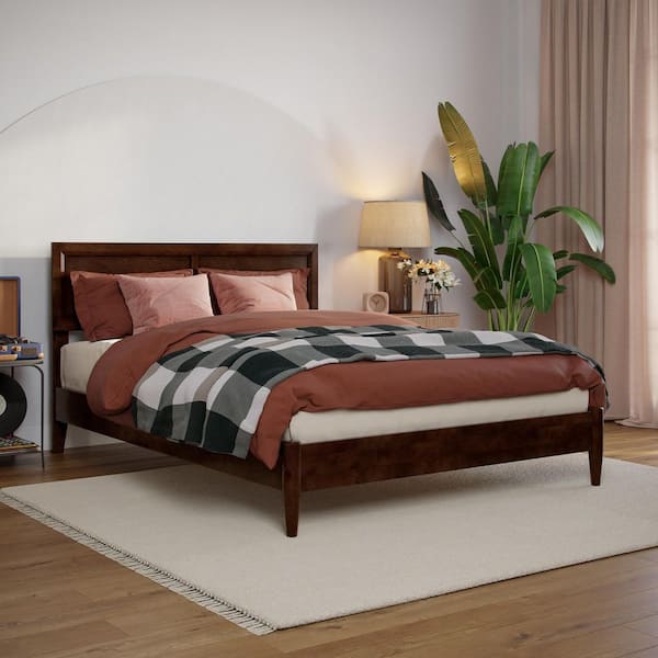 AFI Sophia Walnut Brown Solid Wood Frame Full Low Profile Platform Bed