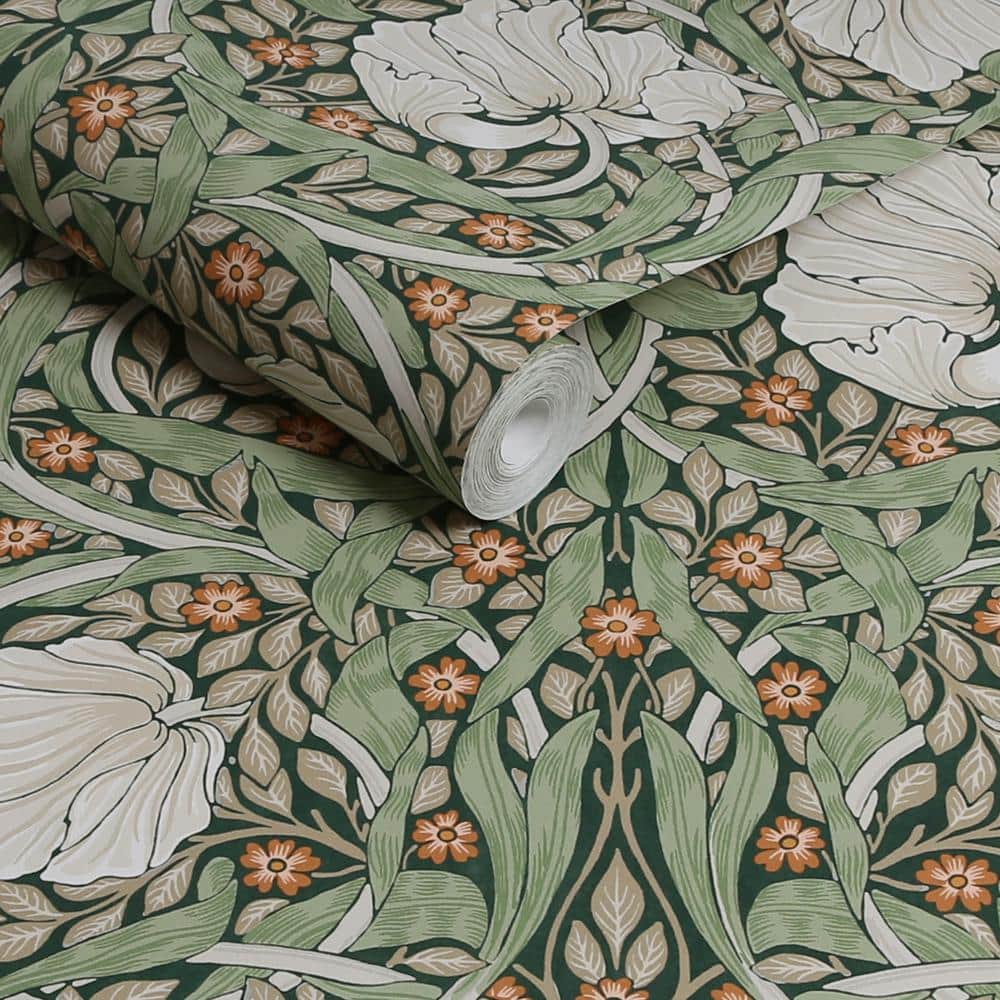 Pimpernel Green Floral Hand Block Printed Wallpaper