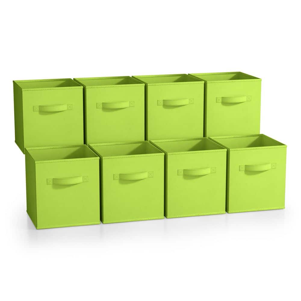 Foldable Storage Cubes Handles Green 10.5 in. W x 11 in. H Fabric Decorativ
