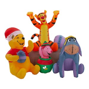 6 ft Pre-Lit LED Airblown Pooh and Friends with Honey Pot Christmas Inflatable