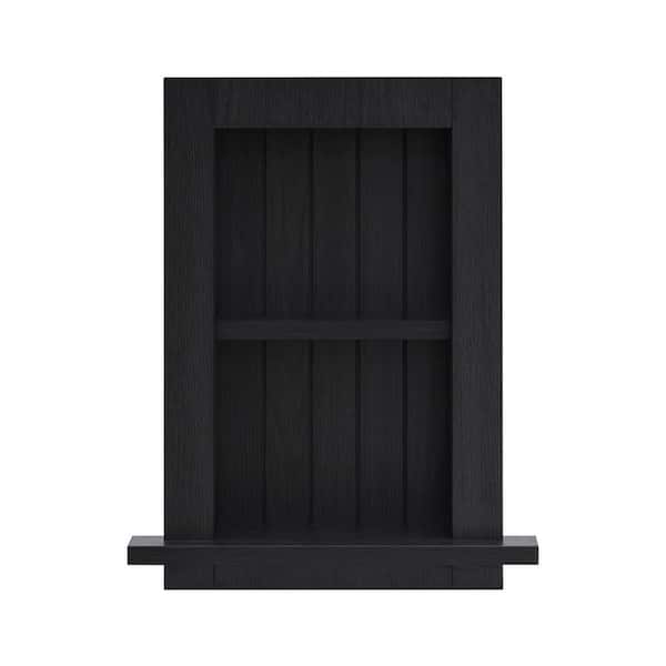 14.37 in. W x 4.8 in. D x 18.27 in. H Wood Recessed Decorative Bathroom Storage Wall Cabinet in Black AD
