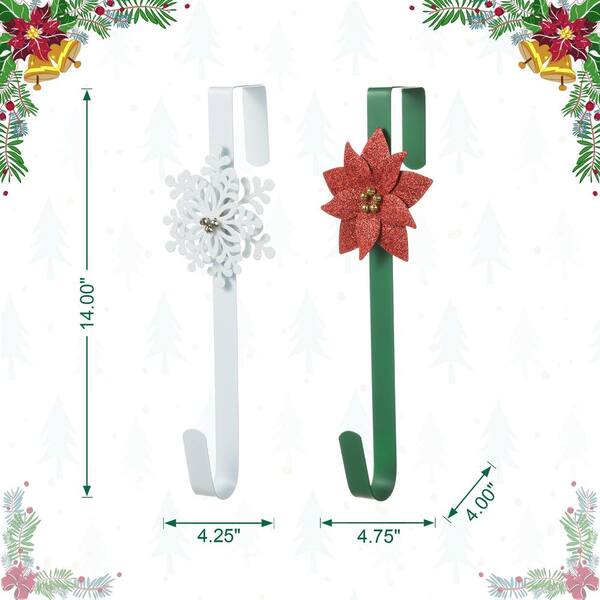 Glitzhome 14 in. H Christmas Metal Snowflake and Poinsettia Wreath