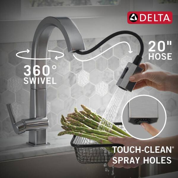 Pivotal Single-Handle Pull-Down Sprayer Kitchen Faucet with MagnaTite Docking in Arctic Stainless Pivotal Single-Handle Pull-Down Sprayer Kitchen Faucet with MagnaTite Docking in Arctic Stainless