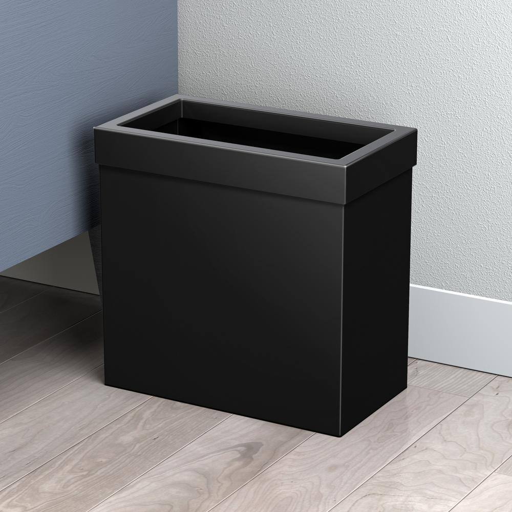 Matte Black Stainless Steel Rectangular Waste Basket with Removable Lid