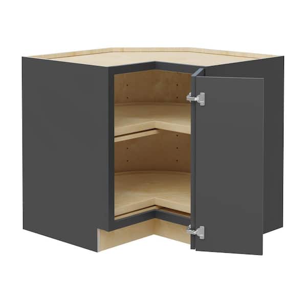 Home Decorators Collection Grayson 36 in. W x 24 in. D x 34.5 in. H Assembled Plywood Corner Lazy Susan Base Kitchen Cabinet in Deep Onyx RH