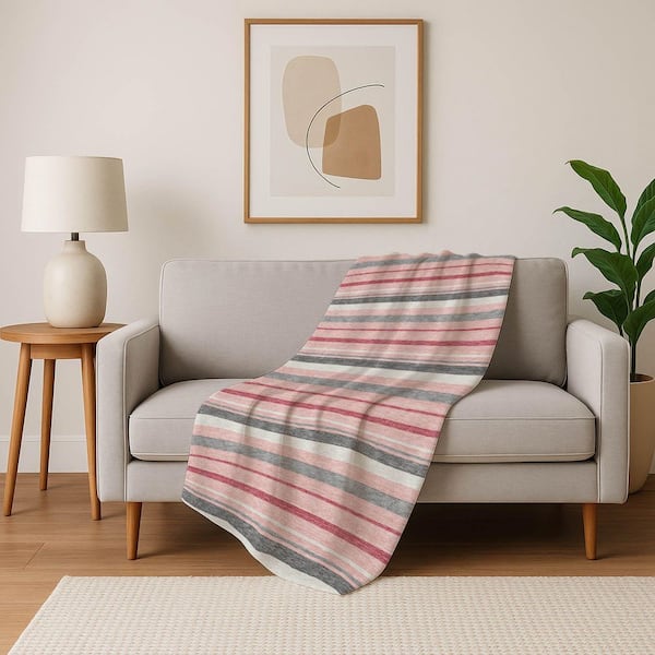 Premium Machine Washable ASB879 Pink 50 in. x 70 in. Sherpa Throw Blanket