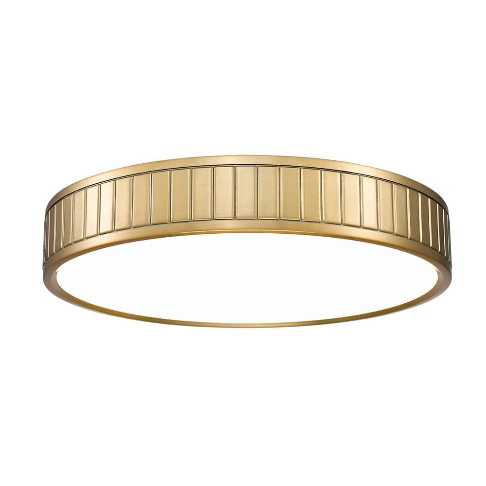 Madison 16.5 in. Modern Gold Integrated LED Flush Mount with Frosted Acryli