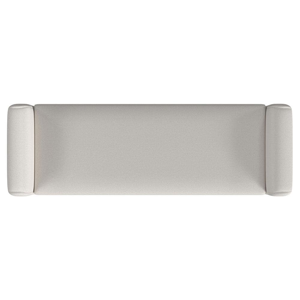 Vanilla Upholstered Transitional Bench with Armrests